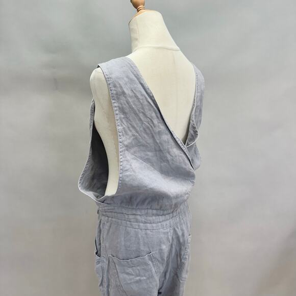 Not Perfect Linen Womens Jumpsuit Small/Medium 100% Linen, Gray Drawstring Waist - Picture 16 of 16